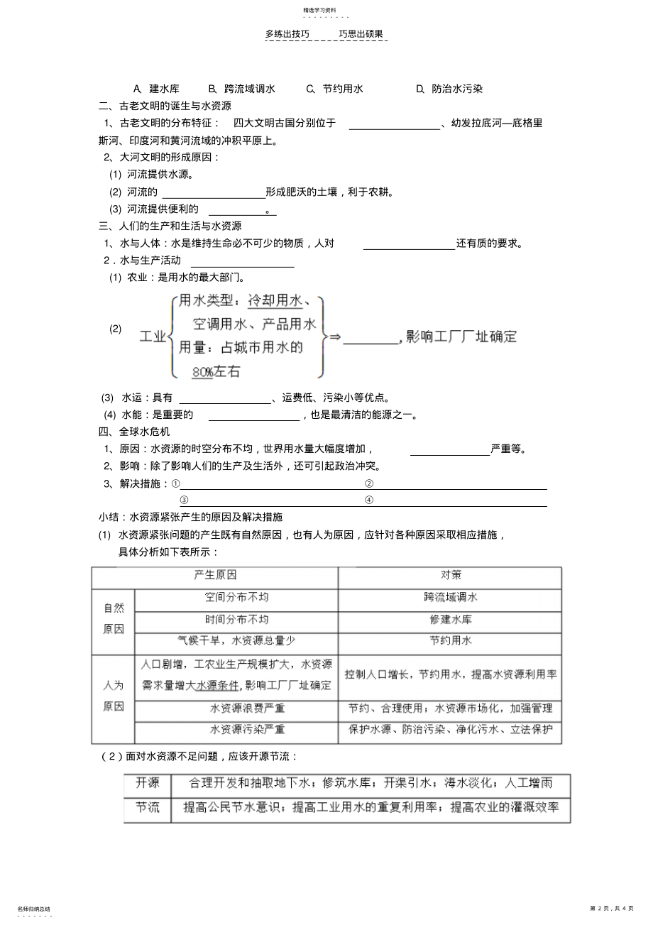 2022年第四节水资源对人类生存和发展的意义学案 .pdf_第2页