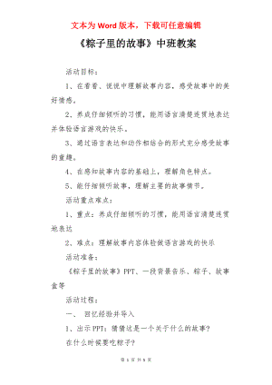 《粽子里的故事》中班教案.docx