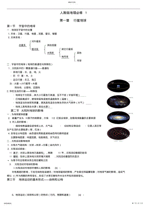 2022年人教版高一地理必修一复习提纲 .pdf