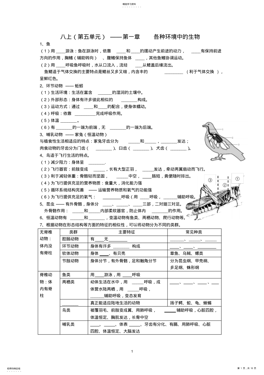 2022年八上生物知识点填空156 .pdf_第1页