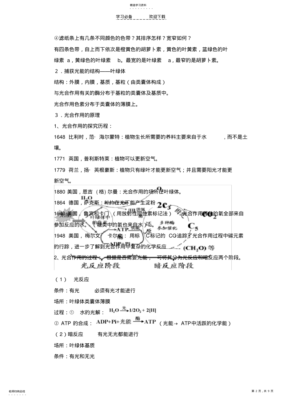 2022年光合作用和细胞的呼吸核心知识点 .pdf_第2页