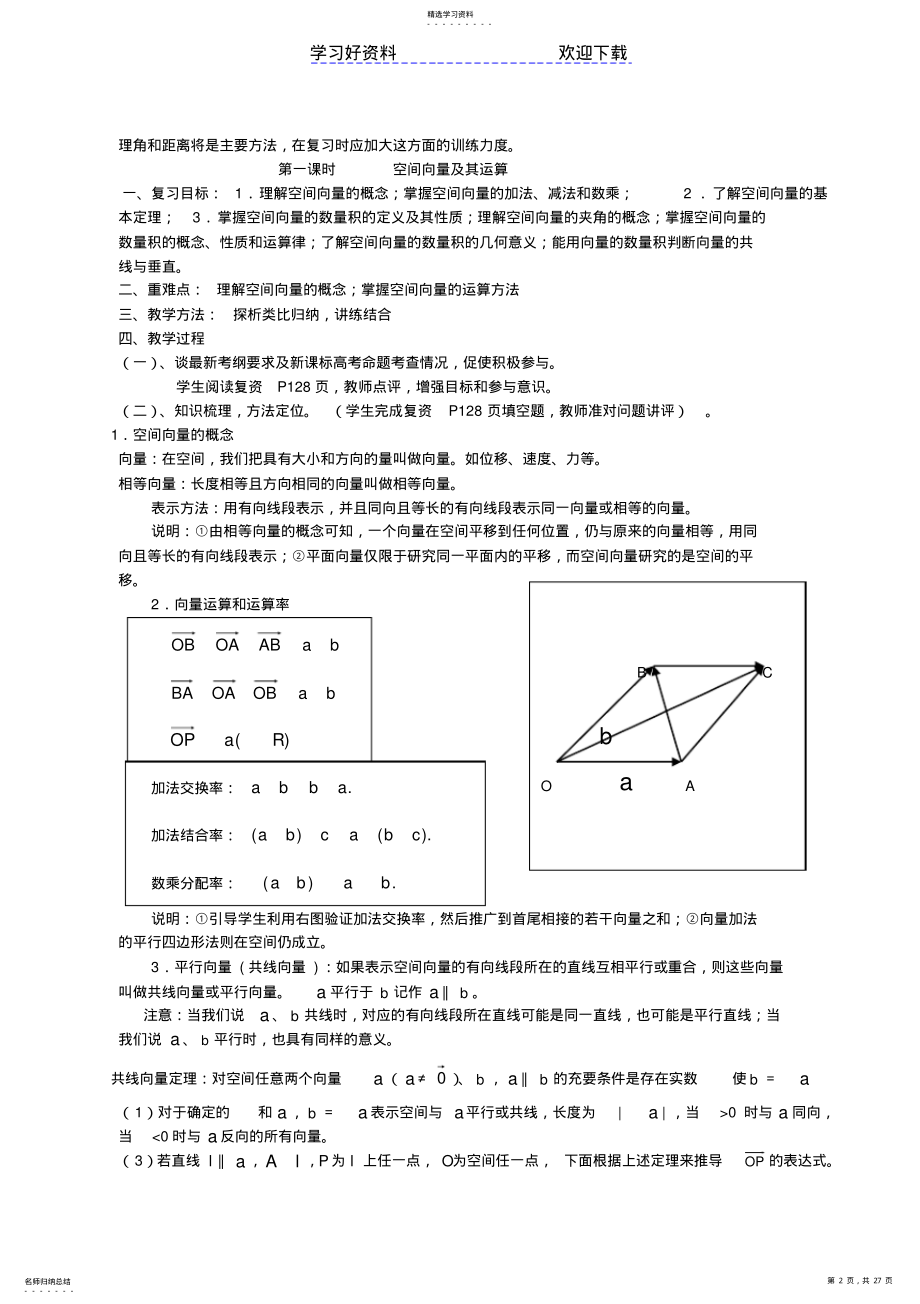 2022年空间向量与立体几何教案 .pdf_第2页