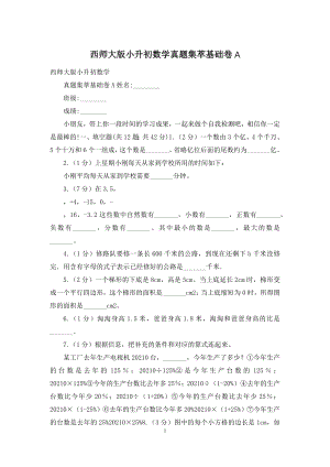 西师大版小升初数学真题集萃基础卷A.docx