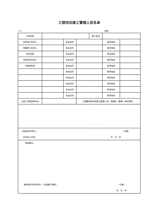 I工程项目施工管理人员名单施工管理表格.xls