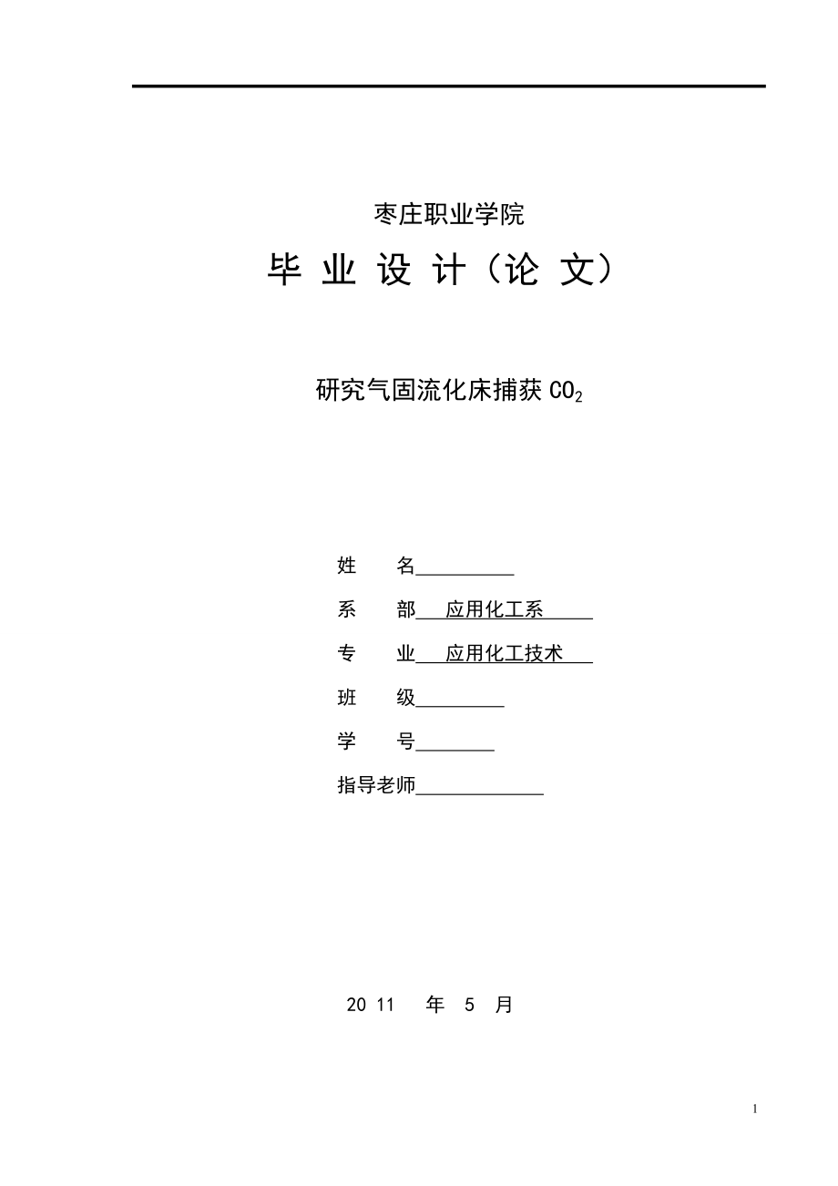 研究气固流化床捕获CO2毕业论文.doc_第1页