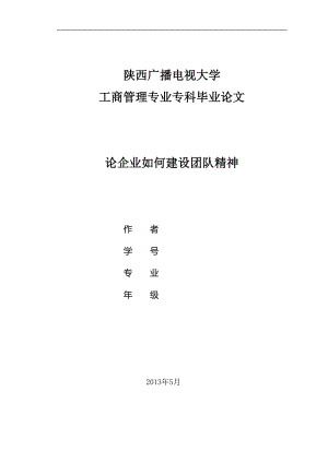 论企业如何建设团队精神毕业论文.doc