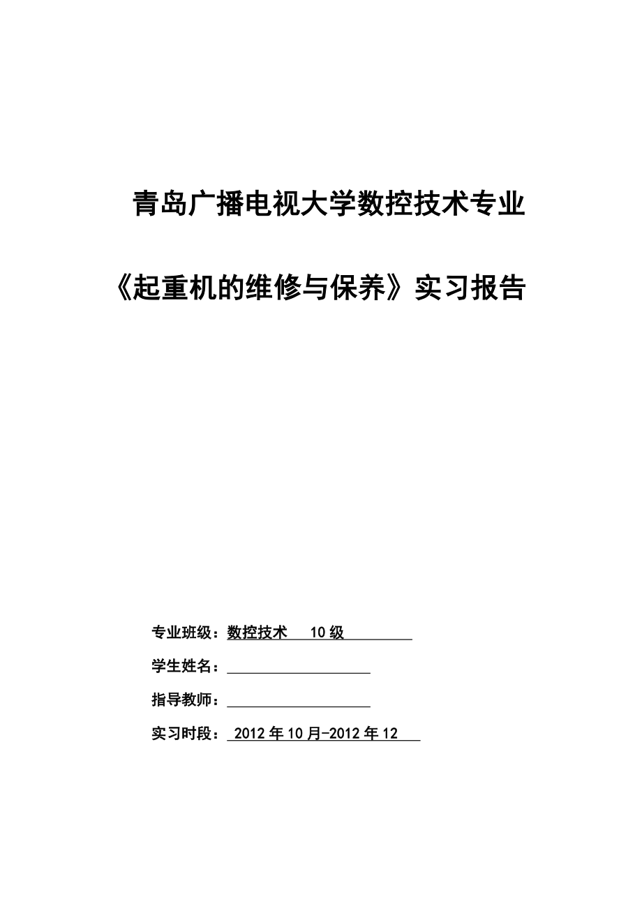 桥式起重机主要的零部件结构、检查及日常维护毕业论文.doc_第1页