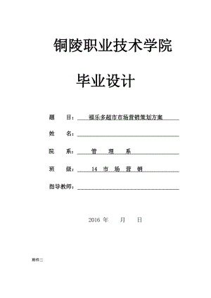 福乐多超市市场营销策划方案-毕业设计.docx