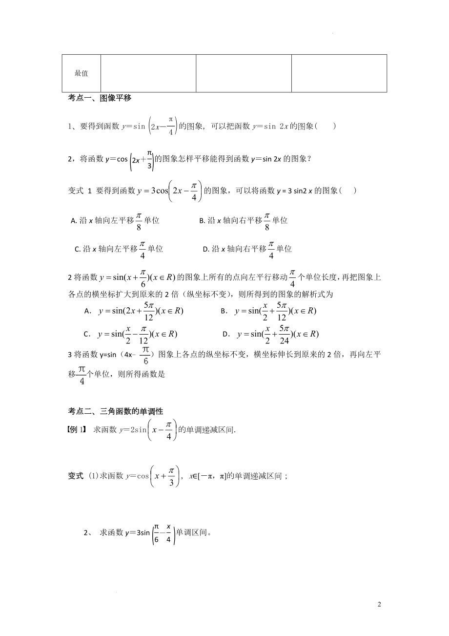 【高考数学精品专题】三角函数图像及性质 讲义--高三数学一轮复习.docx_第2页