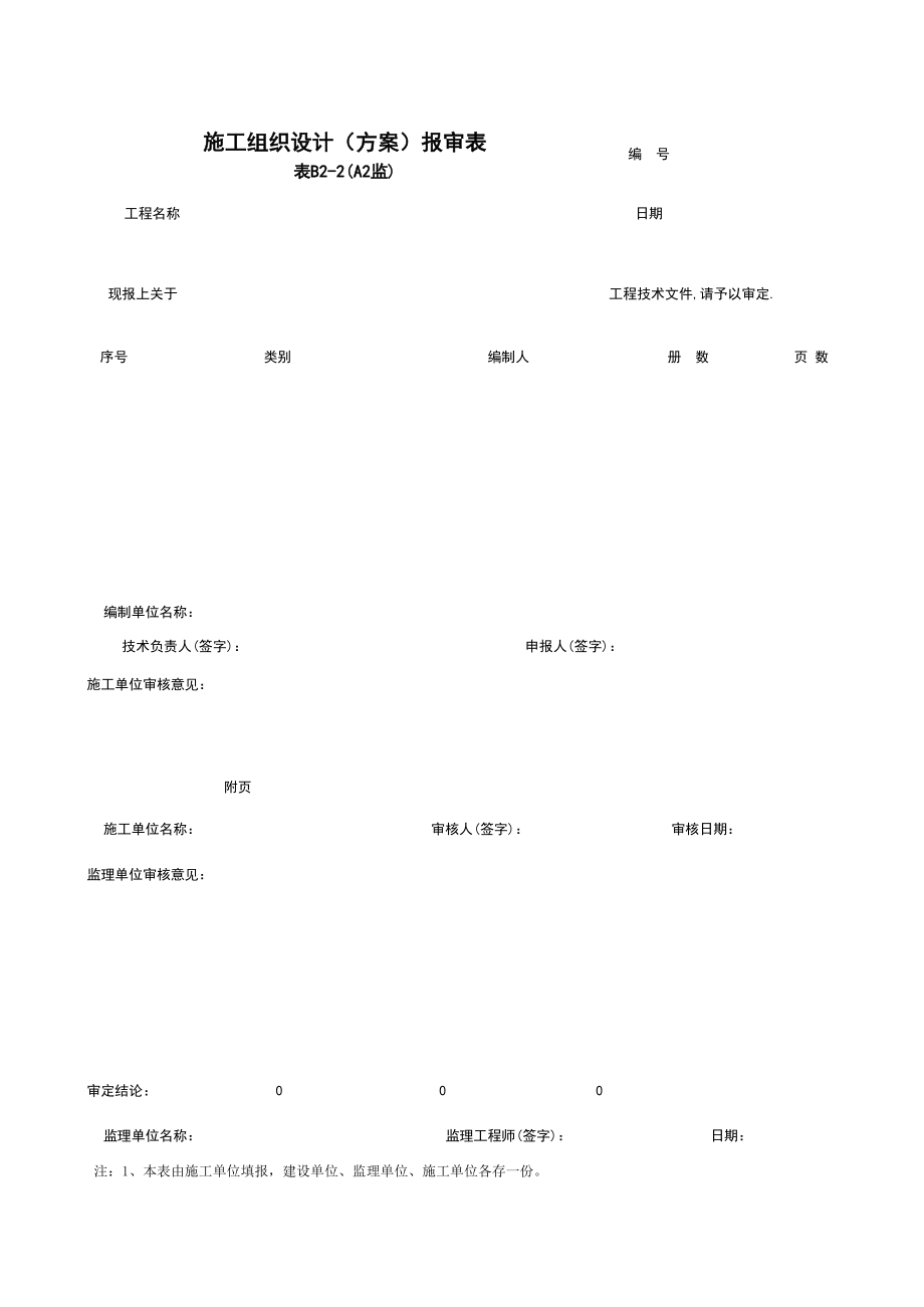 B施工组织设计方案报审表施工管理表格.xls_第1页