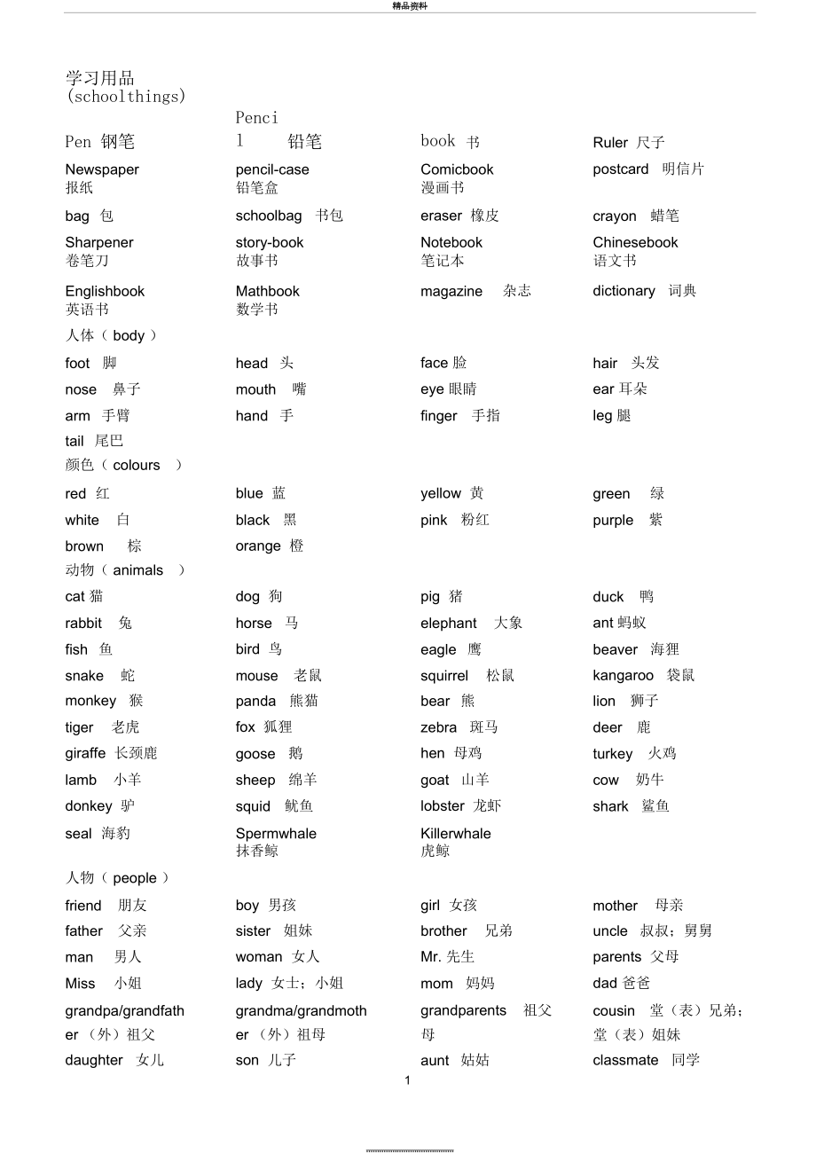 最新PEP小学英语单词分类汇总(最新整理-全).docx_第2页