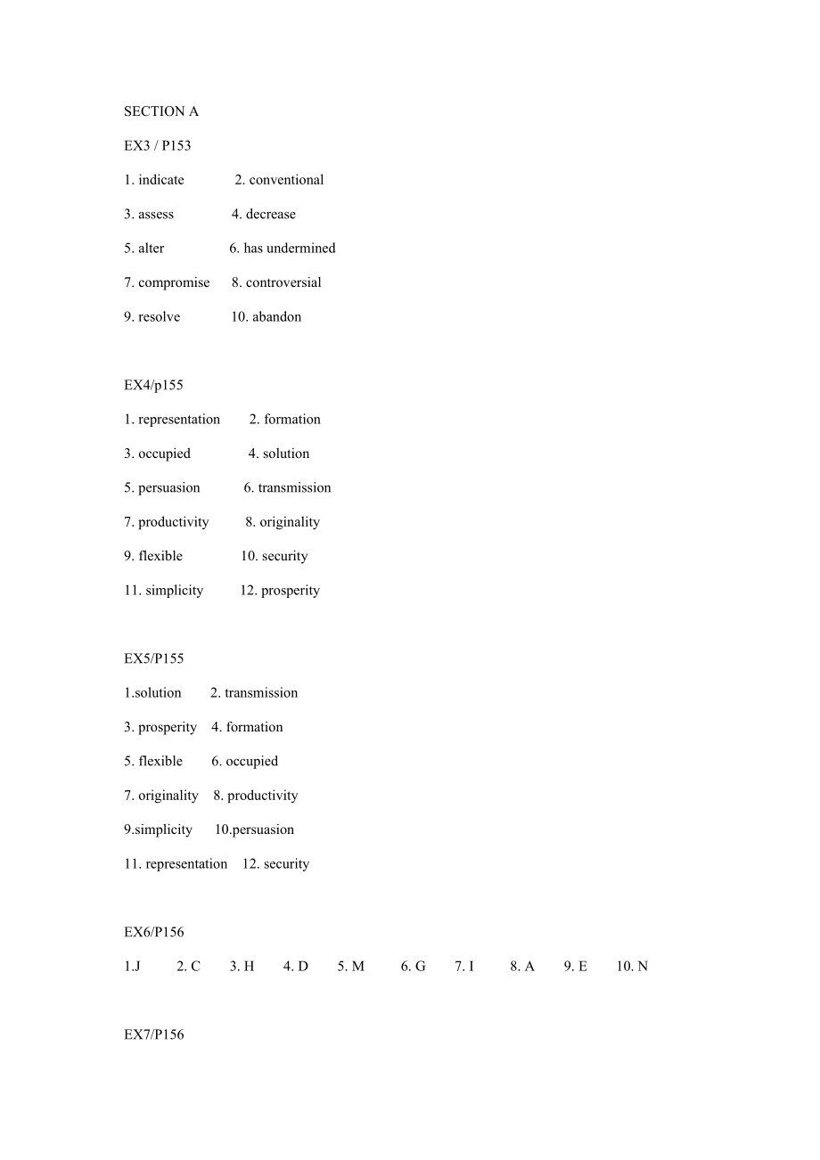 新视野大学英语(第三版)第一册第Unit 6课后练习答案.docx_第1页