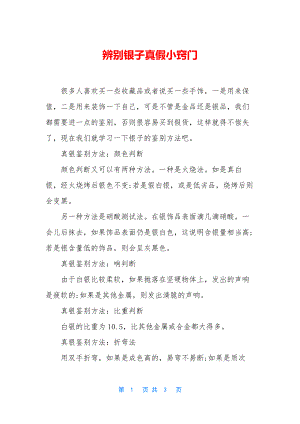 辨别银子真假小窍门.docx