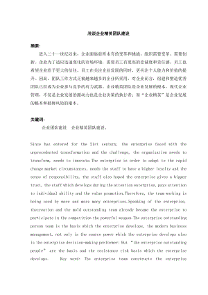 浅谈企业精英团队建设毕业论文.doc