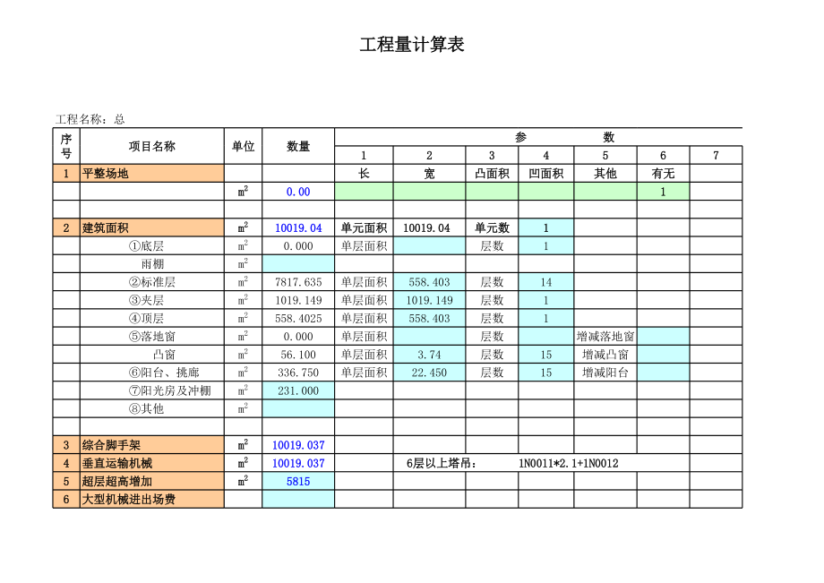 116224_一套完整实用的工程量计算表格.xls_第1页