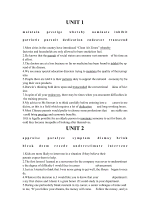 新视野大学英语第三版读写教程第三册Units1-6选词填空答案.doc