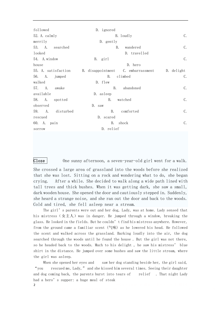 Cloze--完型填空思维训练1.doc_第2页