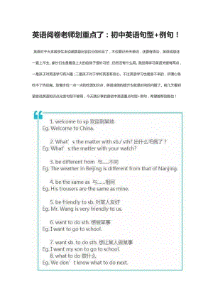 英语阅卷老师划重点了：初中英语句型+例句.docx