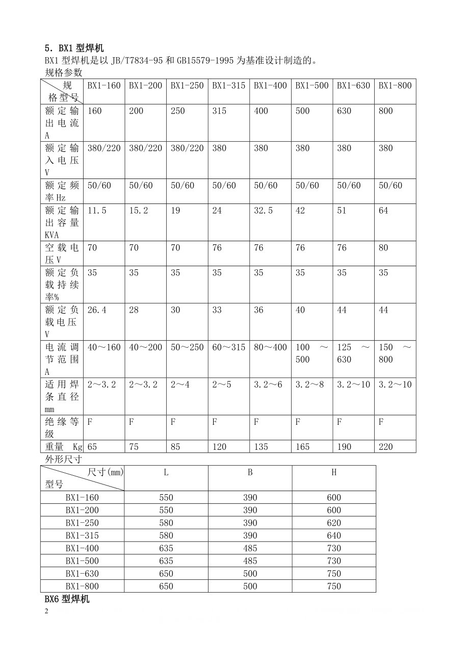 BX型交流弧焊机技术参数.doc_第2页