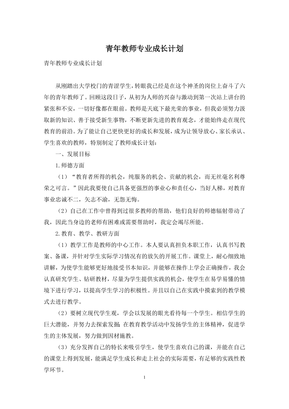 青年教师专业成长计划.docx_第1页