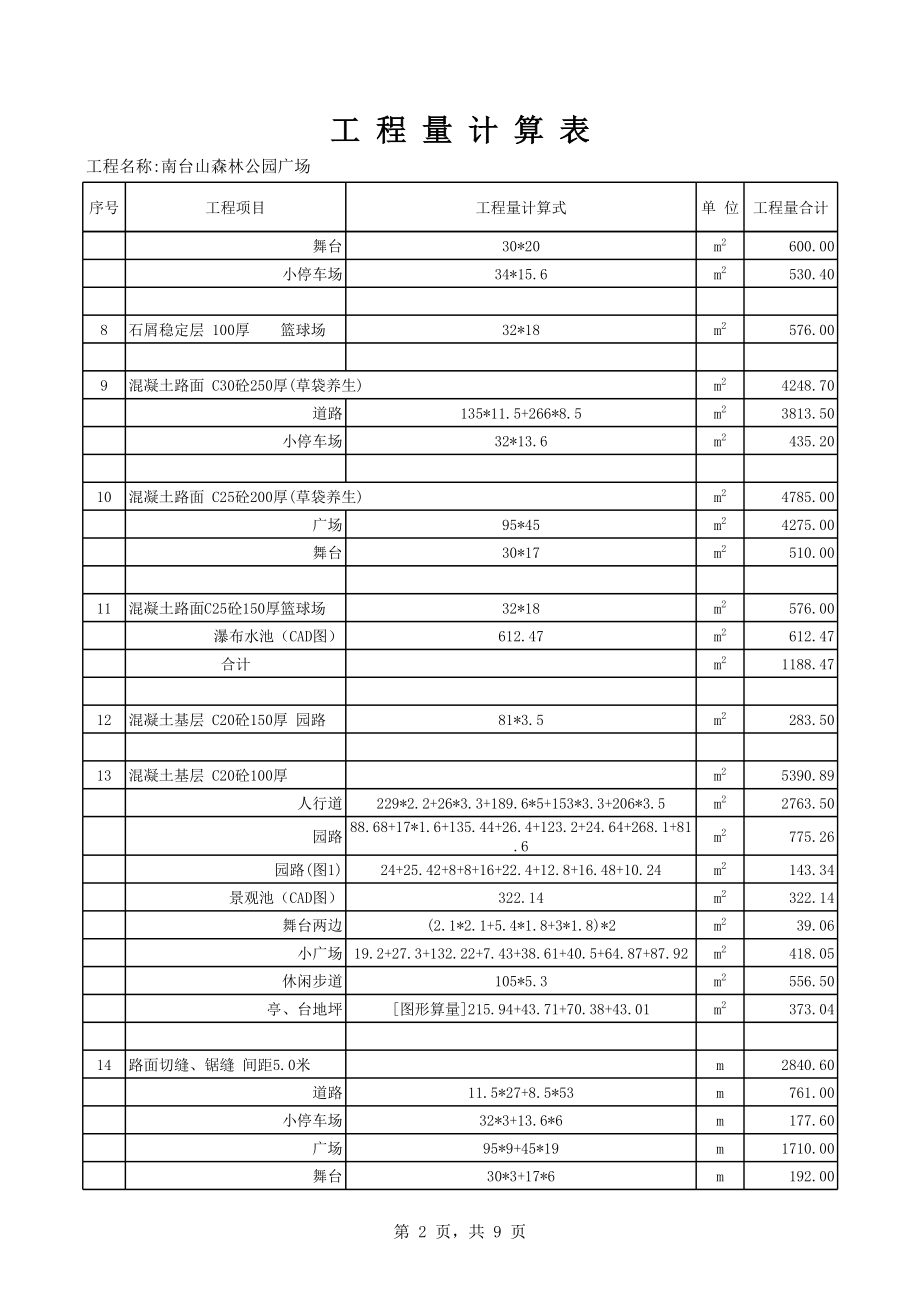工程量计算书.xls_第2页