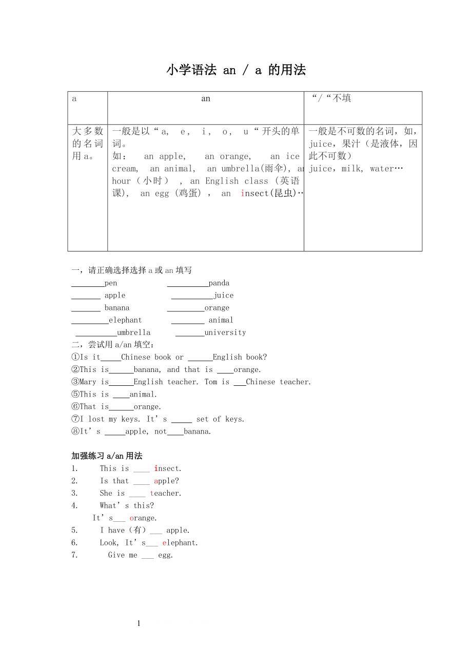 a与an的专项练习.doc_第1页