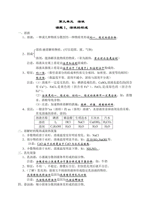 第九单元溶液知识点.doc