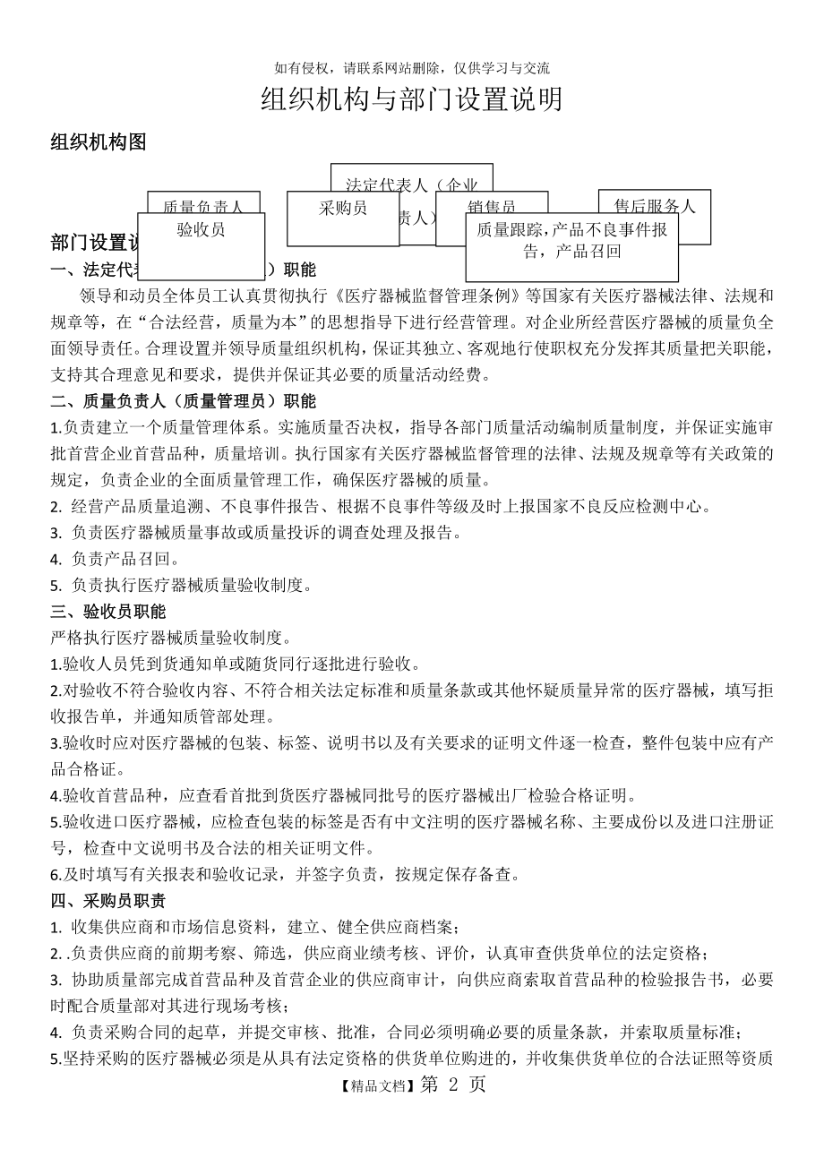 医疗器械组织机构和部门设置说明.doc_第2页