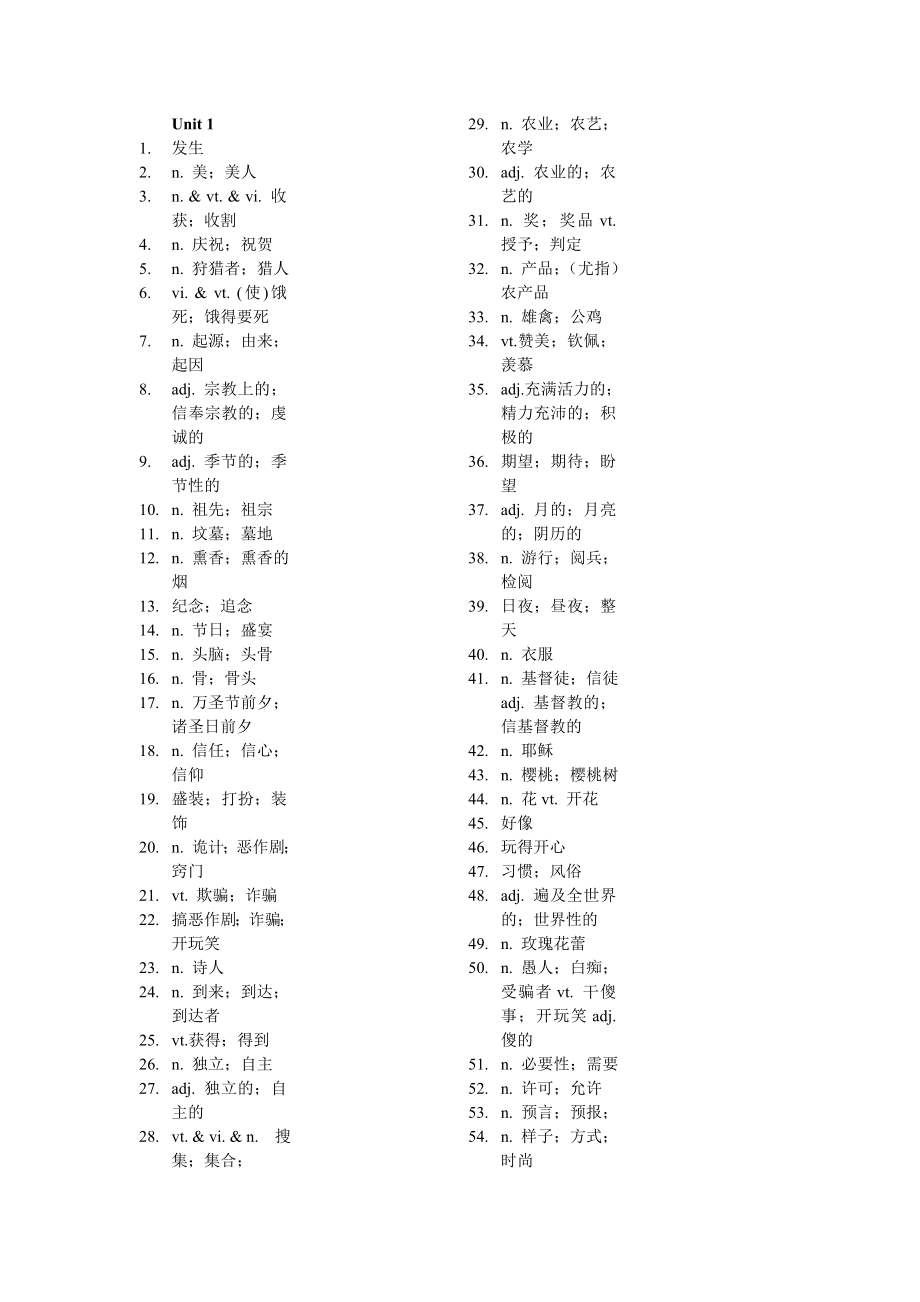 新课标高中英语必修三单词表(纯中文).doc_第1页