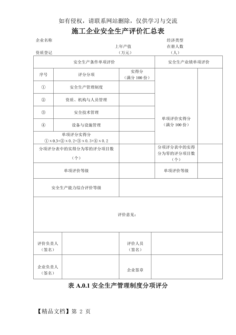 八、施工企业安全生产评价表.doc_第2页