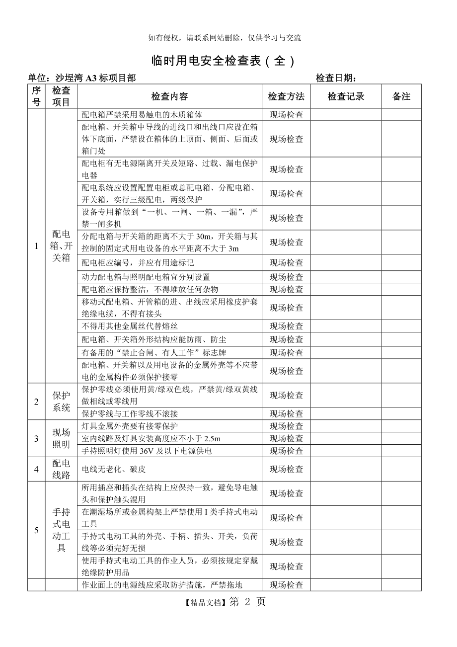 临时用电安全检查表(全).doc_第2页