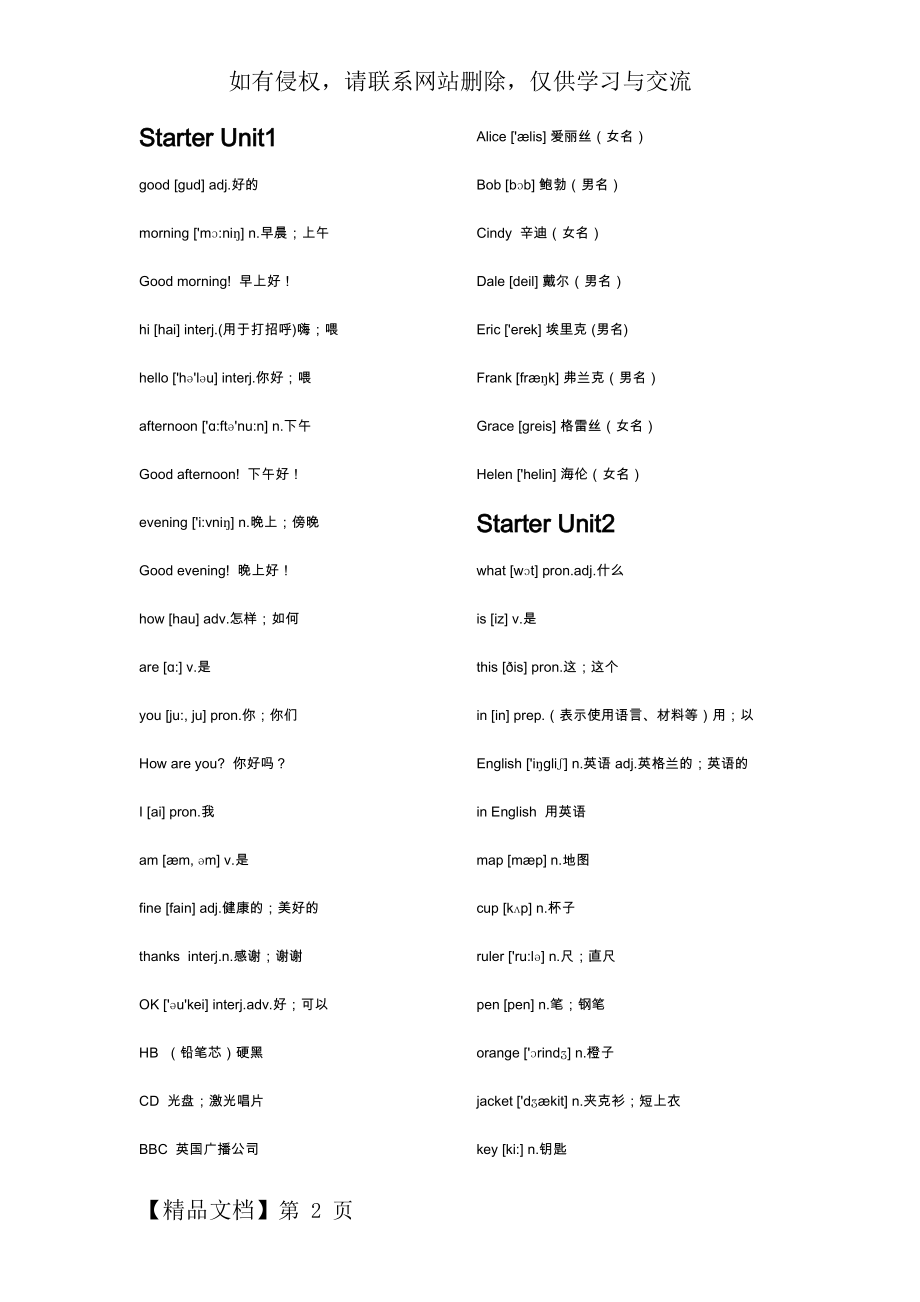 七年级上册英语单词表(新人教版).doc_第2页