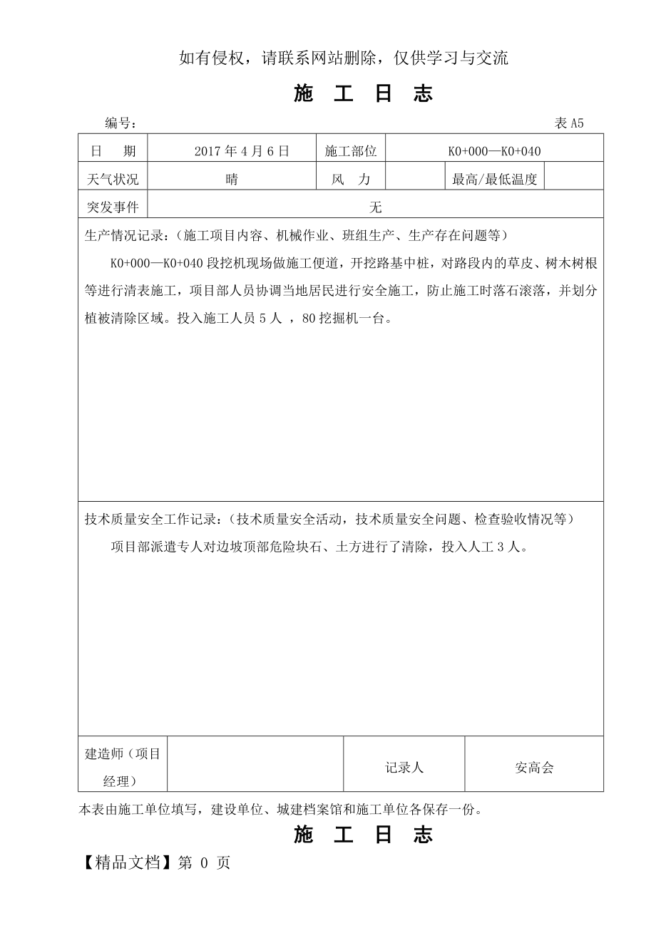 公路工程施工日志范本word资料74页.doc_第2页