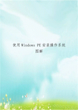 使用Windows PE安装操作系统图解.doc