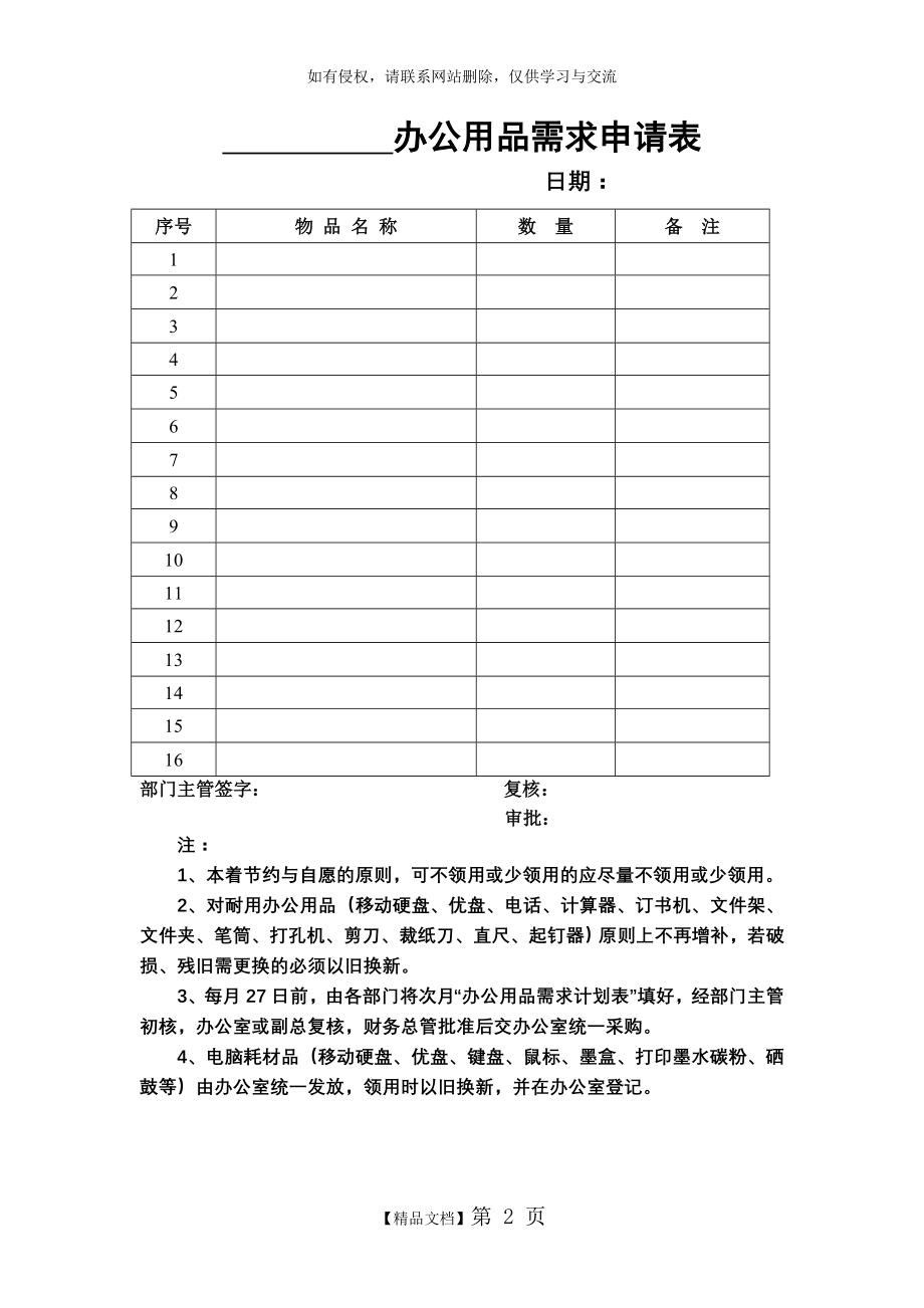 办公用品需求申请表.doc_第2页