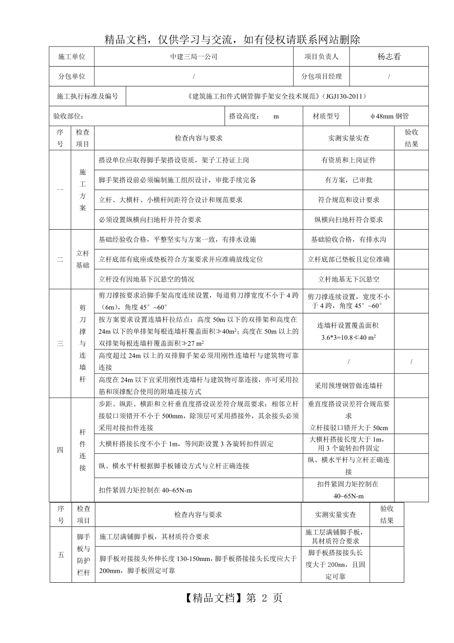 悬挑式脚手架拆除验收表.doc_第2页