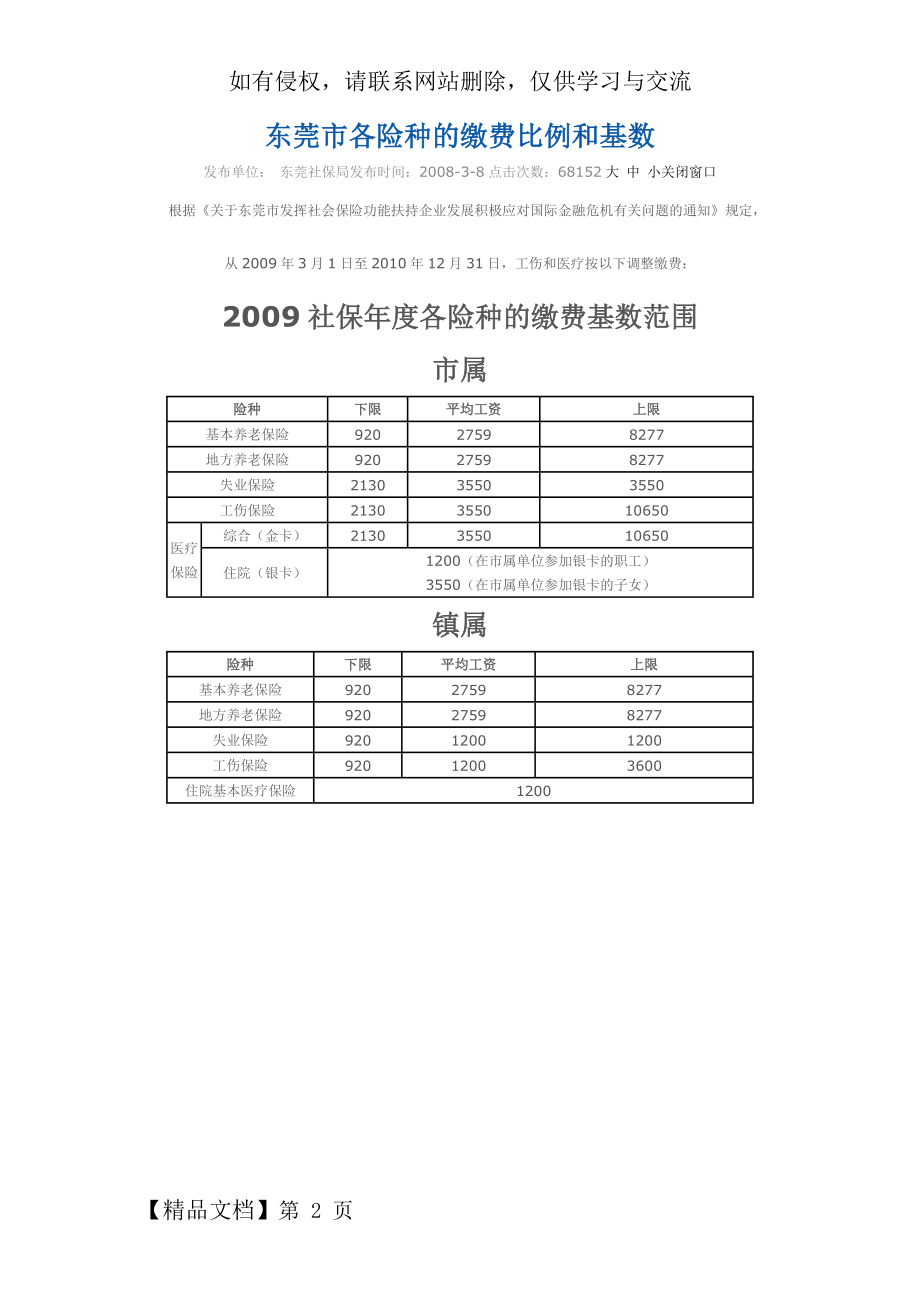 东莞市各险种的缴费比例和基数-2页文档资料.doc_第2页