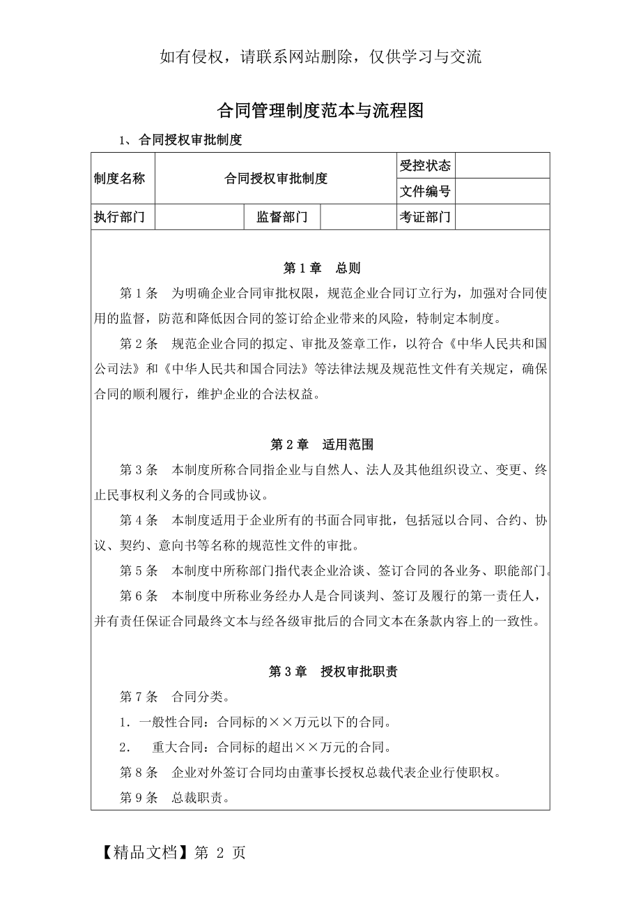 合同管理制度范本与流程图88301共10页.doc_第2页