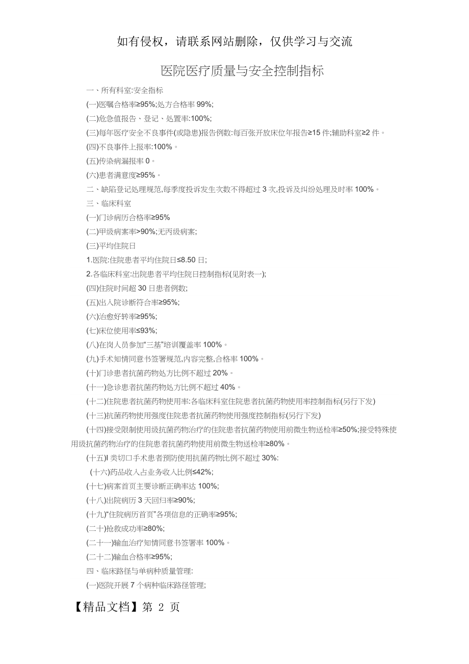 医院医疗质量与安全控制指标共5页.doc_第2页