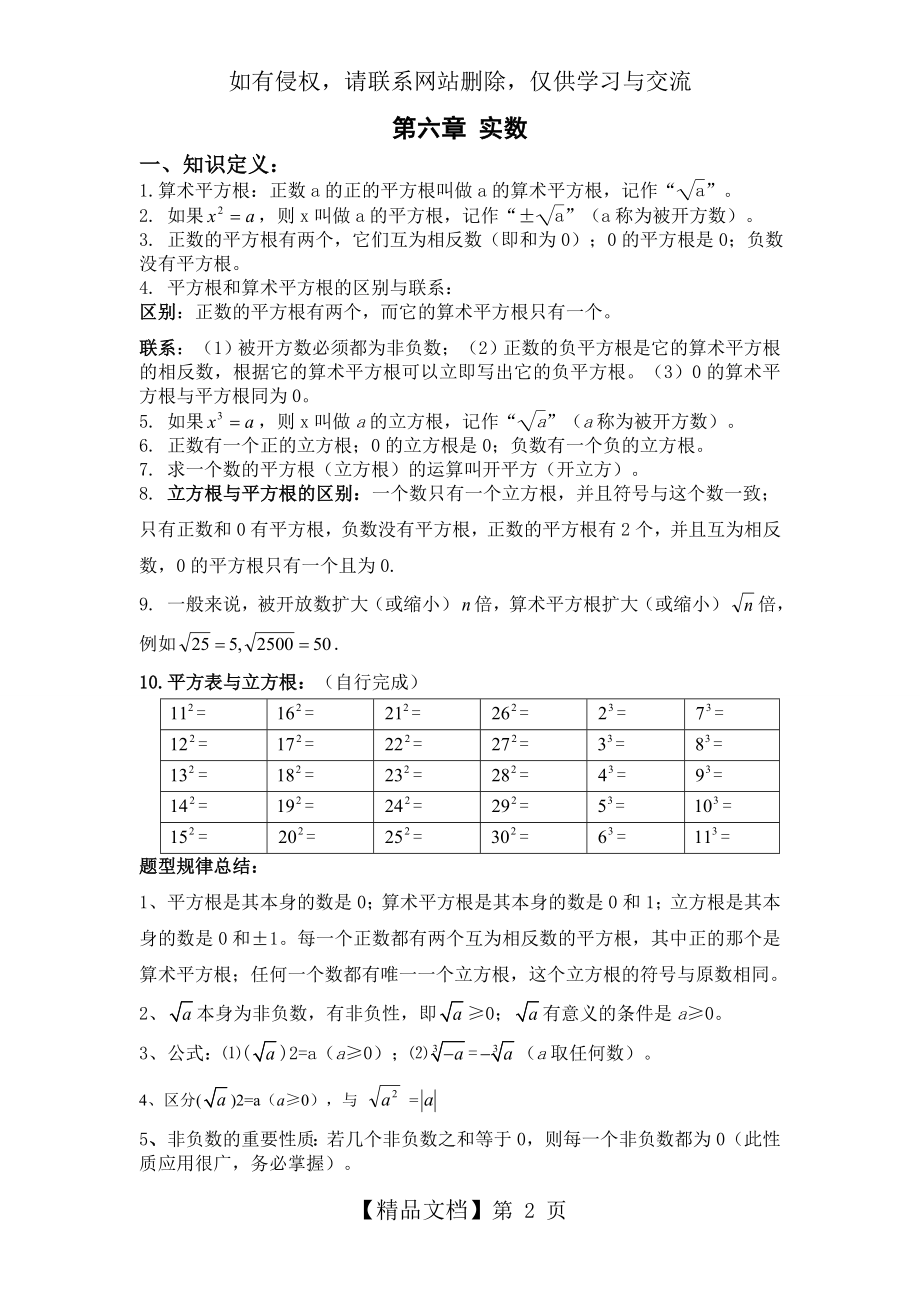 七年级下册数学第六章 实数知识点.doc_第2页