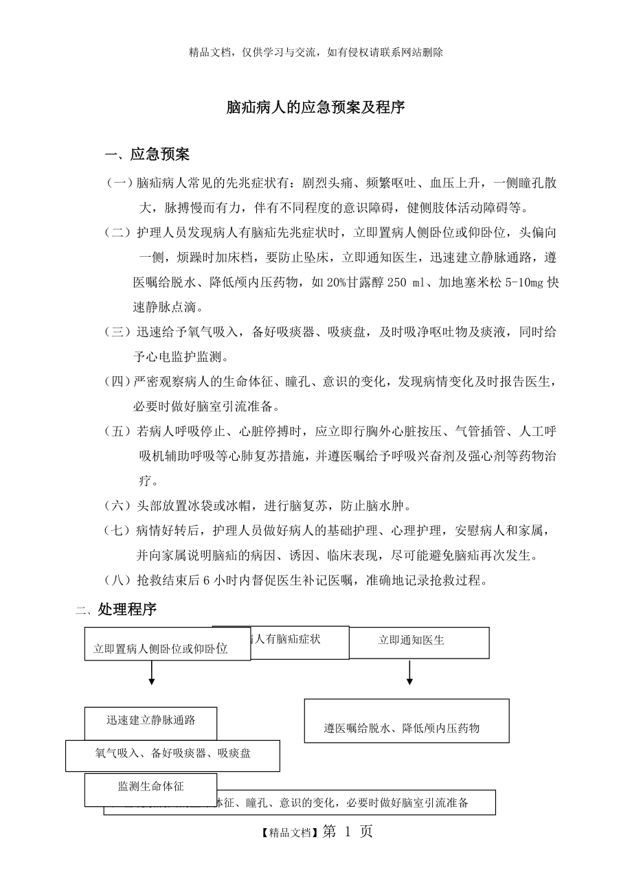 脑疝病人的应急预案及程序.doc_第1页