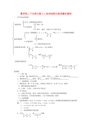 数学初二下北师大版4.1知识结构与备用题目素材.doc