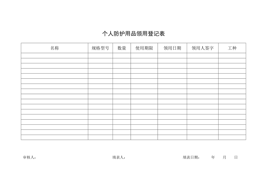 个人防护用品领用登记表.doc_第1页