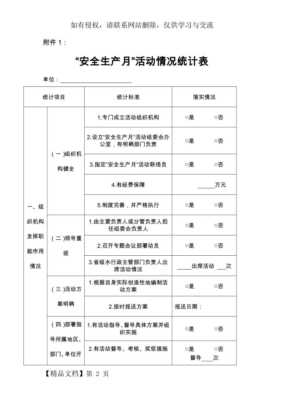 “安全生产月”活动情况统计表3页word文档.doc_第2页