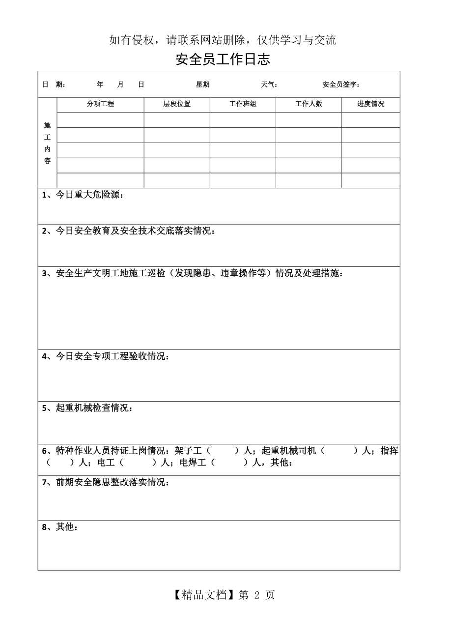 建筑工程专职安全员工作日志.doc_第2页