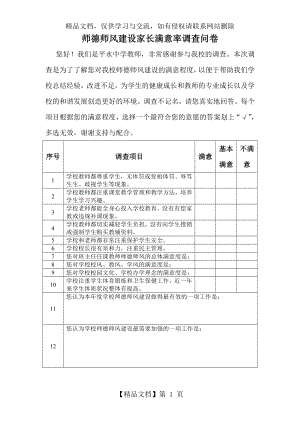 师德师风建设家长满意率问卷调查表.doc