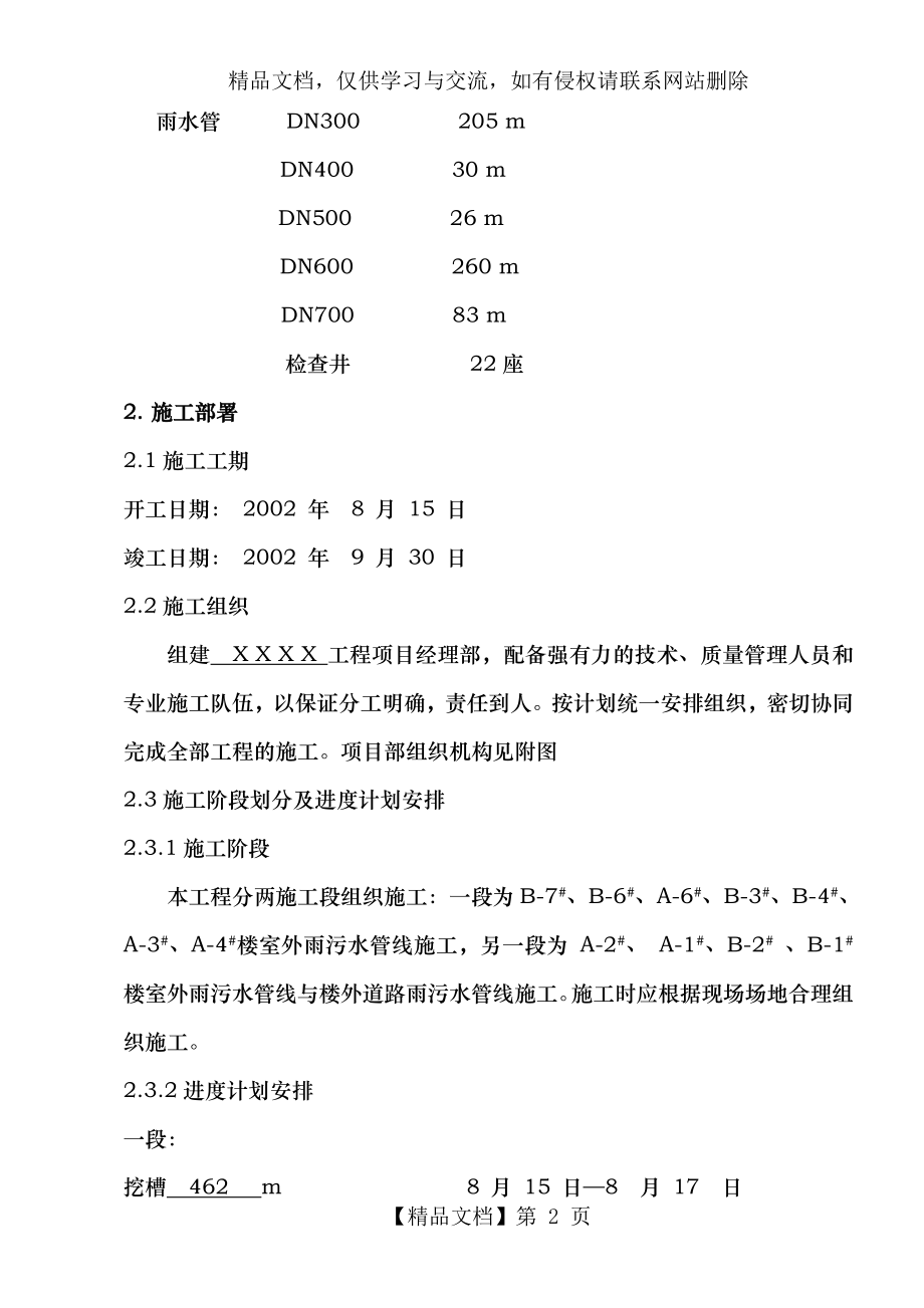 小区雨污水管线施工组织设计方案.doc_第2页