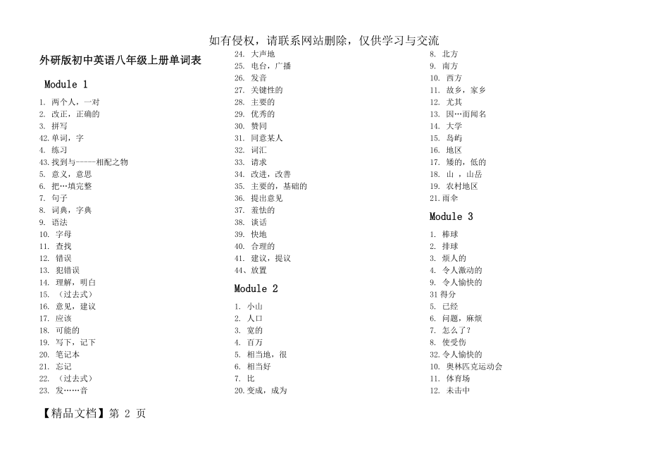 外研社版八年级(上下册)英语单词默写版9页word文档.doc_第2页