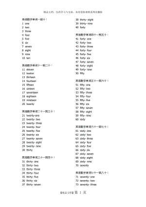 英语数字单词.doc