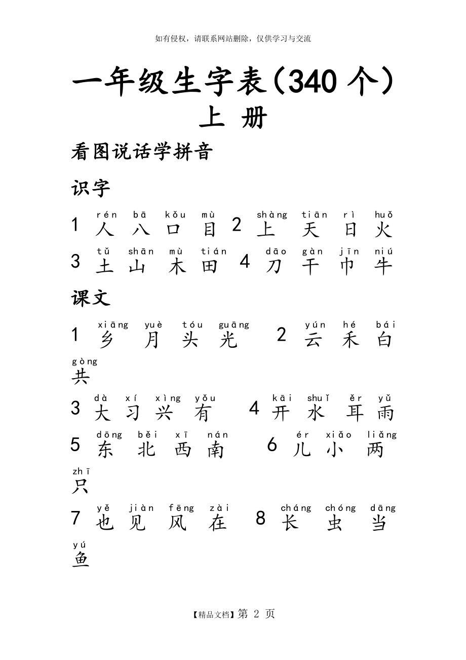 人教版一年级生字表(带拼音).doc_第2页